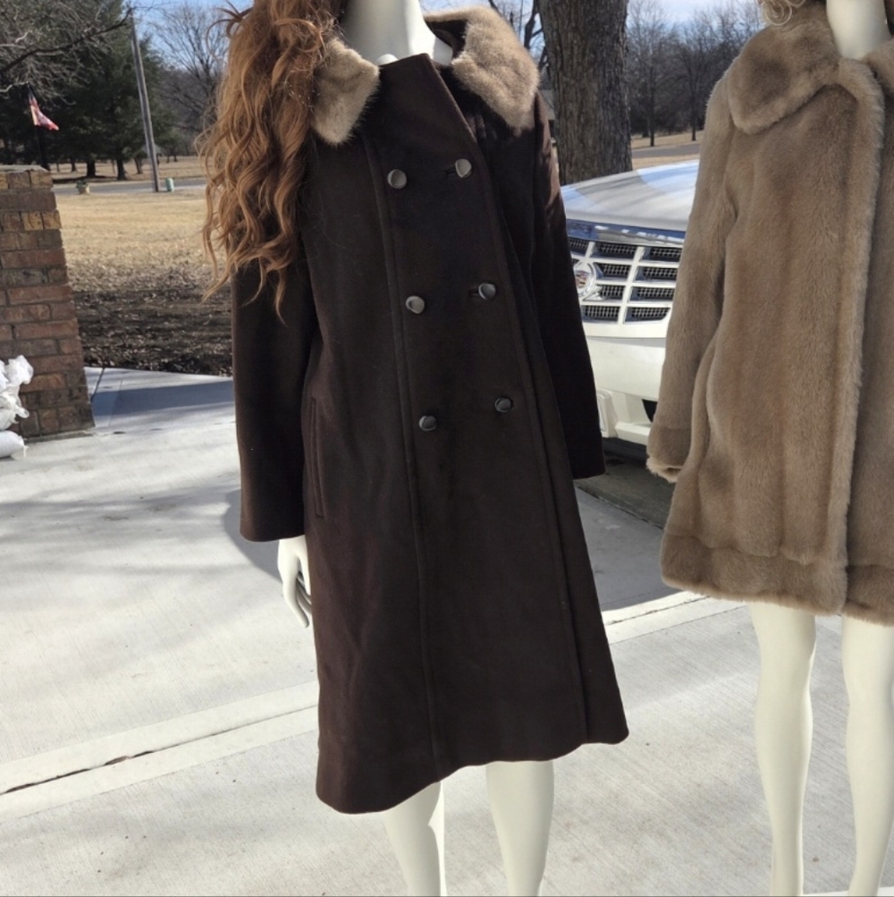 Forstmann Vintage 1960's Wool Coat With Real Fur Collar